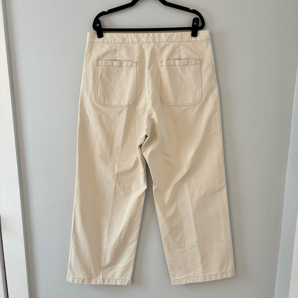 High-Rise Wide-Leg Sailor Pants - Herringbone Cream - Picture 5 of 12